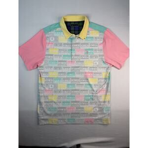William Murray Polo Shirt Mens Large Pastel Cassette Tape Golf Performance Retro